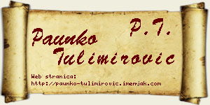 Paunko Tulimirović vizit kartica
